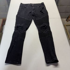 CJ Black Jeans‎ Women 32x30 (29x27) Midrise Skinny Flex Distressed Rocker